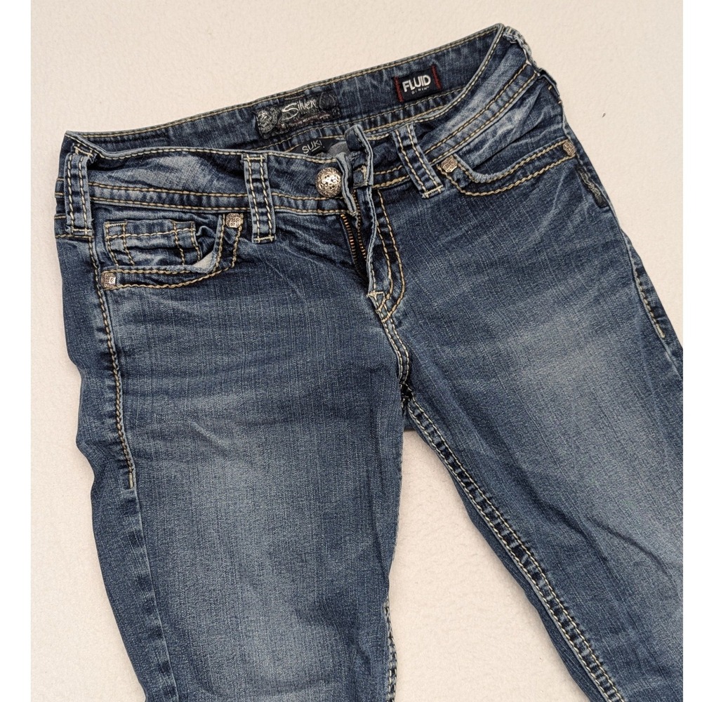 Silver Jeans Co Suki Mid Slim Boot Medium Wash Denim Jeans Womens Western 27x31